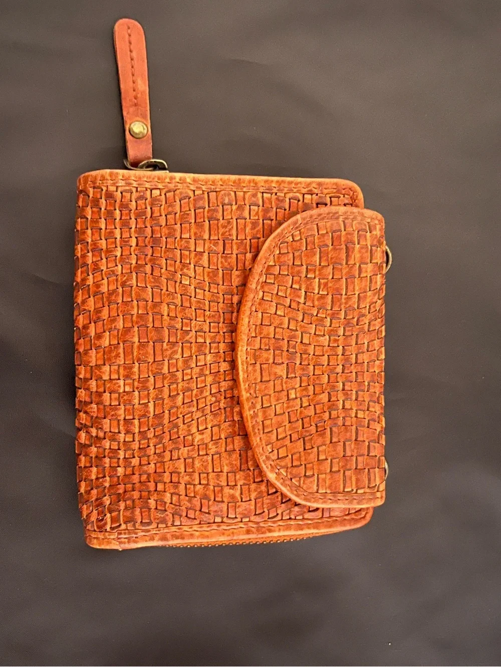 RFID Leather Trifold Wallet - Brown